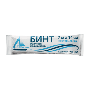 Навтекс бинт марлевый медицинский нестерильный 7 м х 14 см