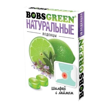 Bobsgreen Леденцы от кашля Шалфей-Лайм 10 шт