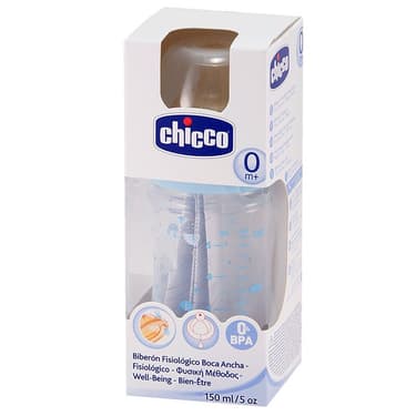 Chicco Well-Being Boy Бутылочка для кормления с латексной соской 0+ медленный поток 150 мл
