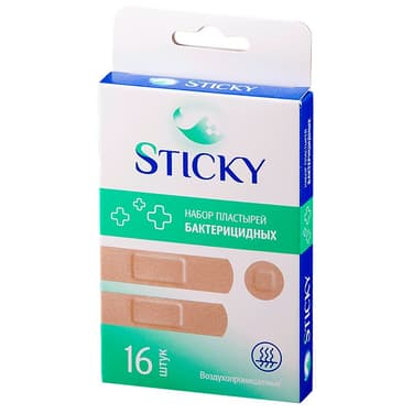 Sticky Пластырь бактерицидный текстильная основа набор универсальный 16 шт