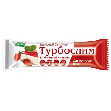 Турбослим батончик белковый для похудения Клубничный чизкейк 50 г