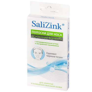 SaliZink Полоски для носа от черных точек для жирной и комбинированной кожи 6 шт