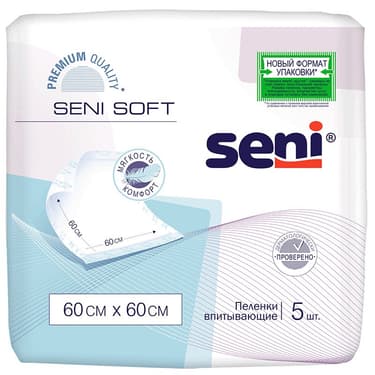 Seni Soft Пеленки впитывающие одноразовые 60 см x 60 см 5 шт