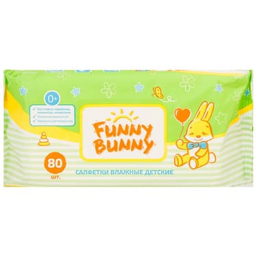 Funny Bunny салфетки влажные для детей 80 шт