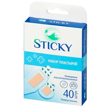 Sticky Пластырь бактерицидный влагостойкий невидимый набор 40 шт