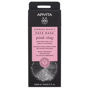 Apivita Express Beauty Маска для лица мягко очищающая Розовая глина 8 мл 2 шт