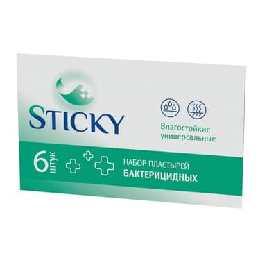 Sticky Пластырь бактерицидный влагостойкий 1,9 см х 7,2 см 6 шт