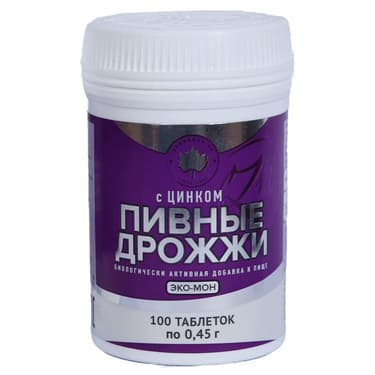 Эко-Мон Дрожжи пивные с цинком таблетки 100 шт