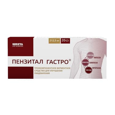 Пензитал Гастро 212,5 мг таблетки 20 шт