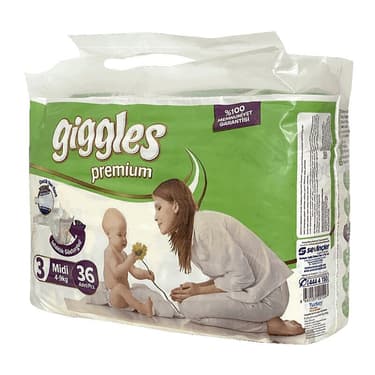 Giggles Premium Midi Подгузники детские 4-9 кг 36 шт