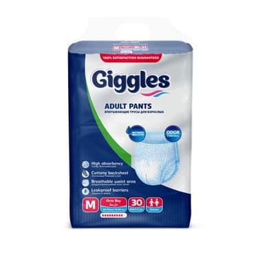 Giggles Подгузники-трусы для взрослых размер М 30 шт