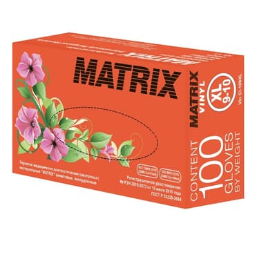 Matrix Перчатки виниловые нестерильные неопудренные размер XL 100 шт