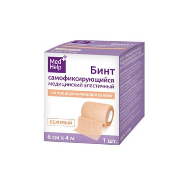 MedHelp Бинт эластичный самофиксирующийся 6 см х 4 м Бежевый 1 шт