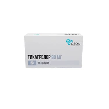 Тикагрелор 90 мг таблетки 56 шт