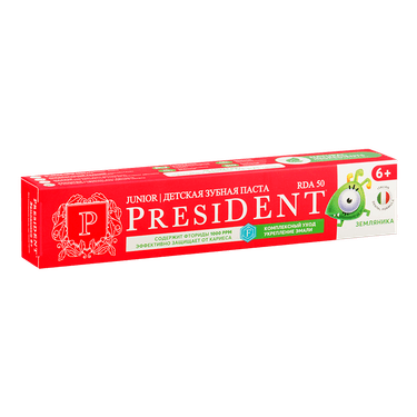 PresiDENT Зубная паста с фтором для детей с 6 лет Земляника 70 г