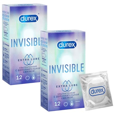 Набор 2Х Durex Invisible Extra Lube Презервативы с дополнительной смазкой 12 шт