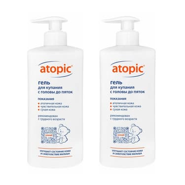 Набор 2Х Atopic Гель для купания с головы до пяток 400 мл