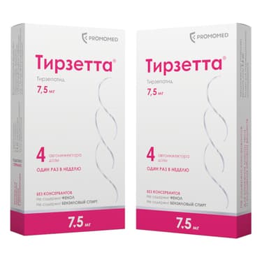 Набор 2Х Тирзетта 7,5 мг раствор для инъекций шприц 0,5 мл 4 шт