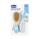 Chicco Набор детский расческа+щетка натуральная щетина Голубой