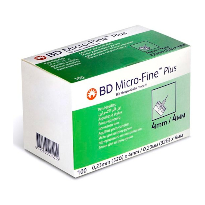 BD Микро-Файн Плюс Иглы для шприц-ручки 32G 0,23 мм х 4 мм 100 шт