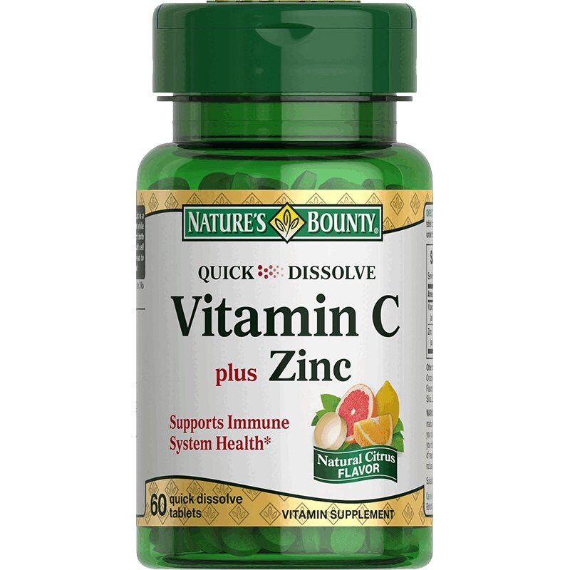Nature's Bounty Витамин С плюс цинк таблетки для рассасывания 60 шт