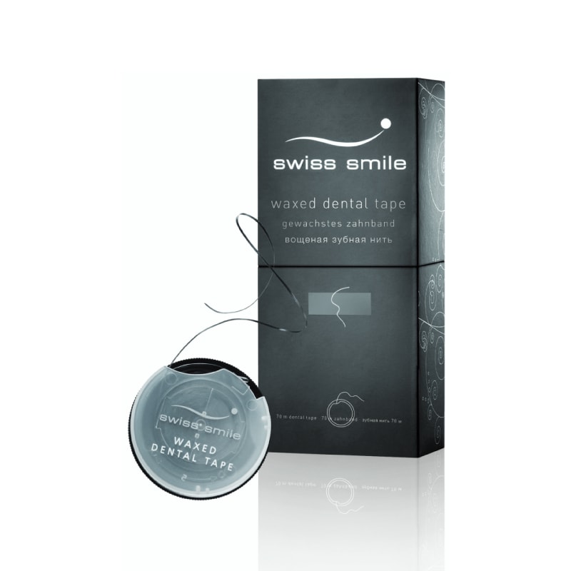 Swiss Smile Basel Зубная лента вощеная черная 70 м
