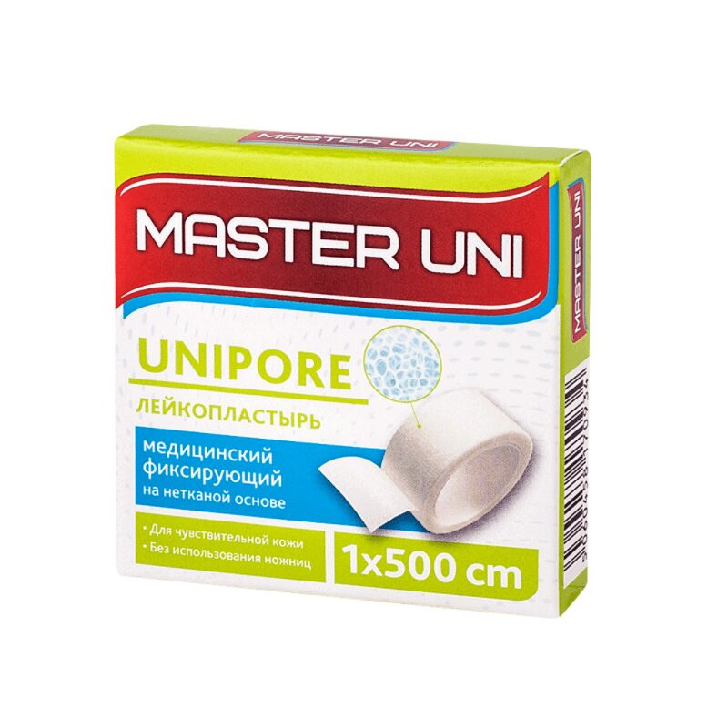 Master Uni Unipore Лейкопластырь фиксирующий на нетканой основе 1 см х 500 см 1 шт