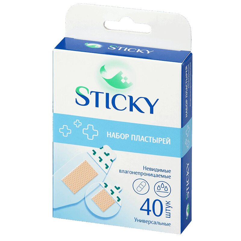 Sticky Пластырь бактерицидный влагостойкий невидимый набор 40 шт