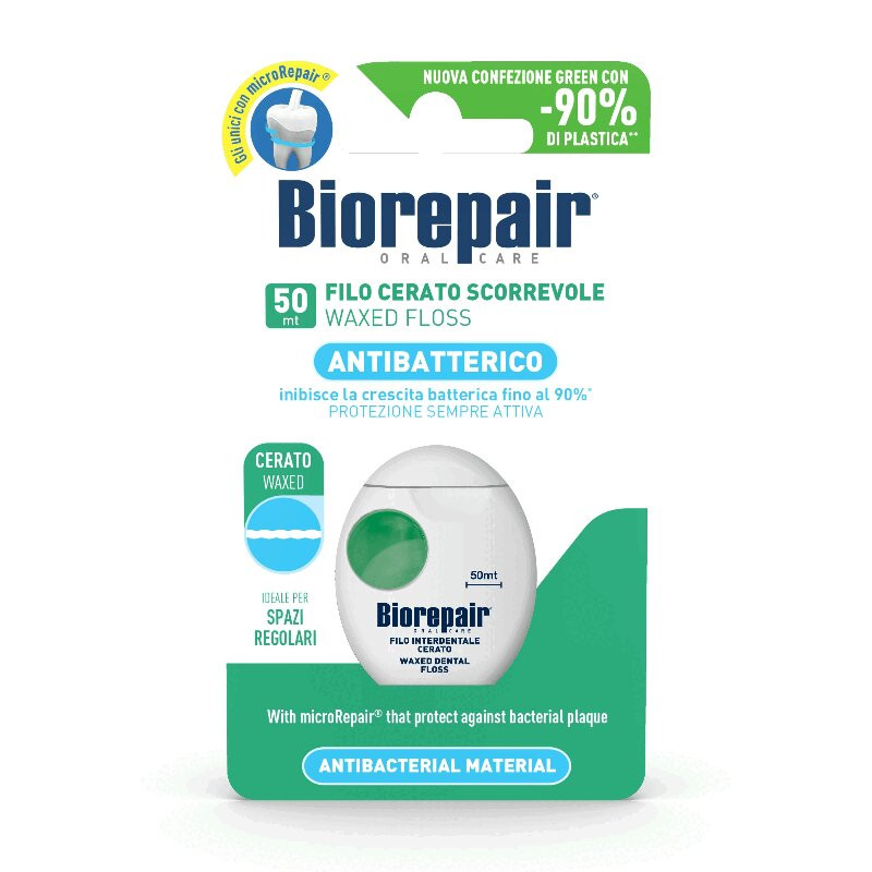 Biorepair Зубная нить вощеная скользящая 50 м