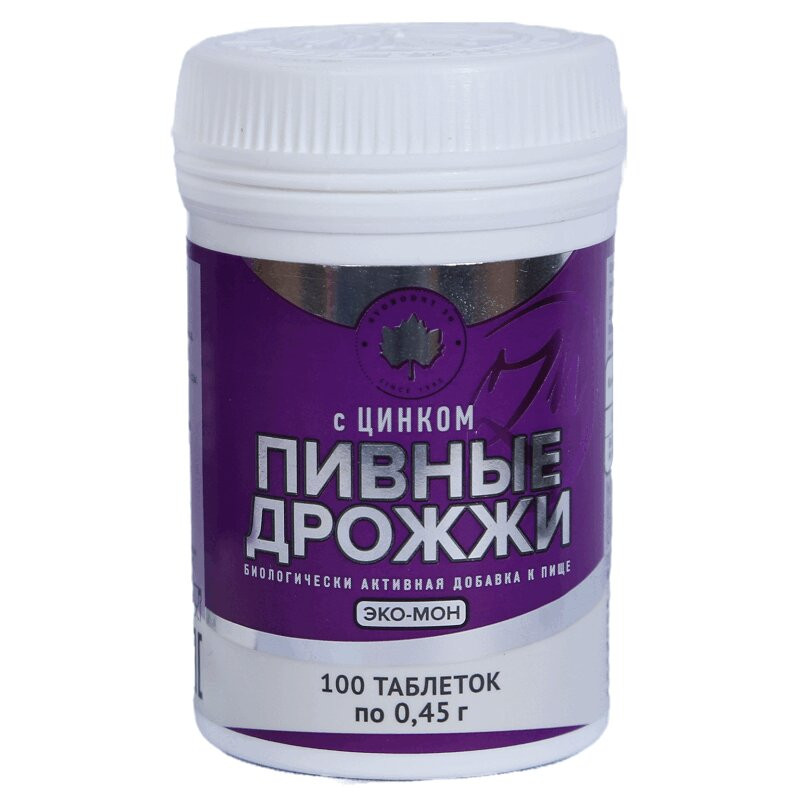 Эко-Мон Дрожжи пивные с цинком таблетки 100 шт