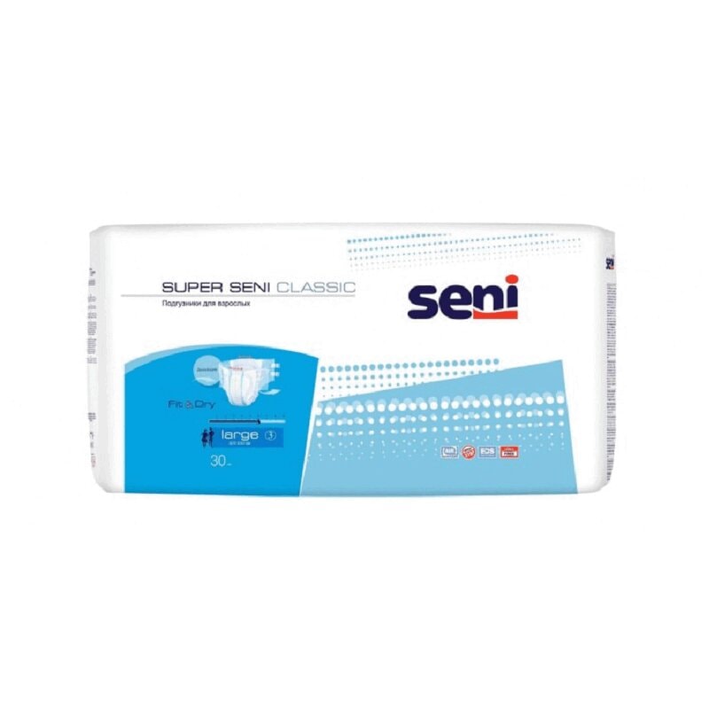 Seni Super Classic Подгузники для взрослых размер L 30 шт