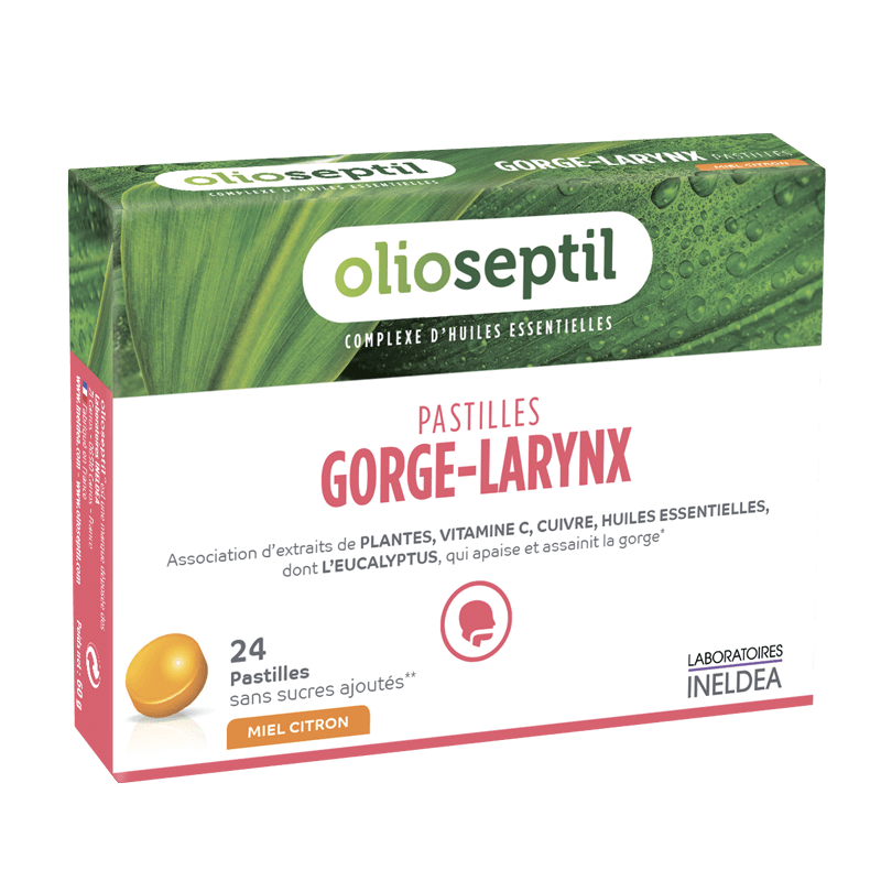 Olioseptil Gorge-Larynx Горло-Гортань пастилки для рассасывания Мед-Лимон 24 шт 