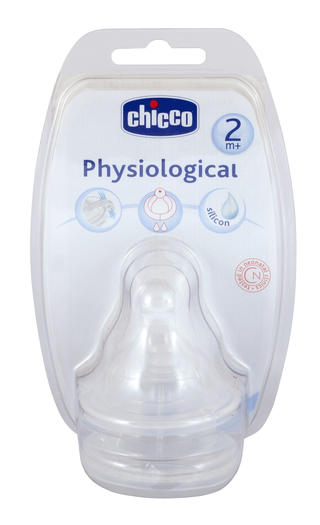 Chicco Physiological Соска силиконовая физиологичная 2+ средний поток 2 шт