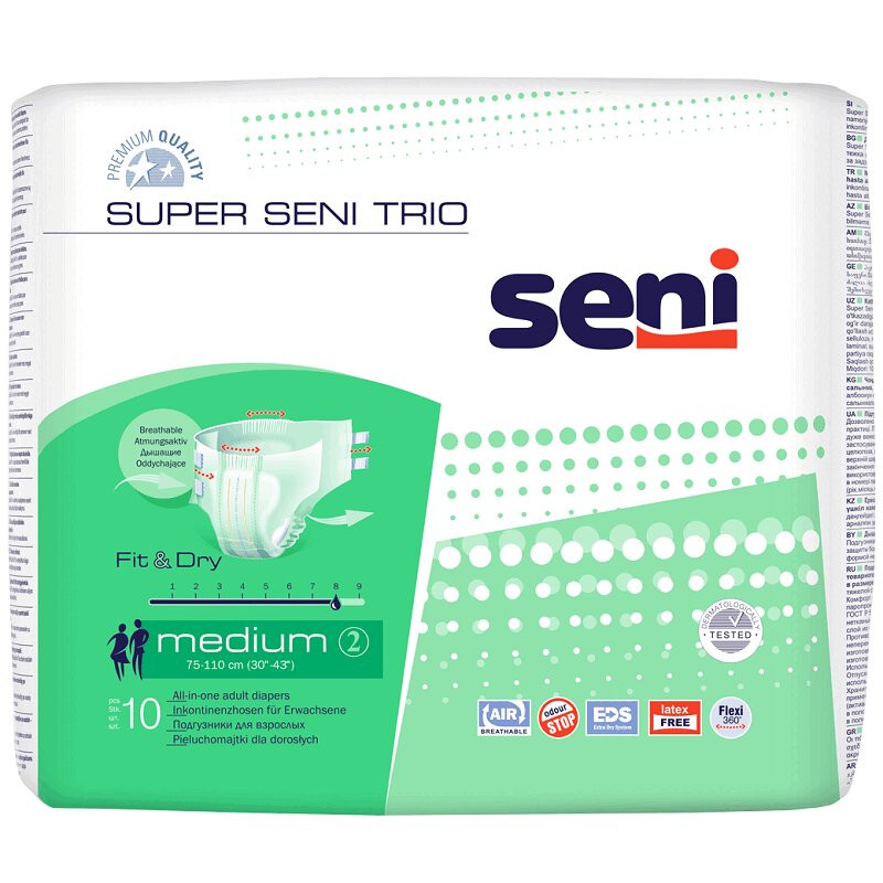 Seni Super Trio Подгузники для взрослых размер M 10 шт