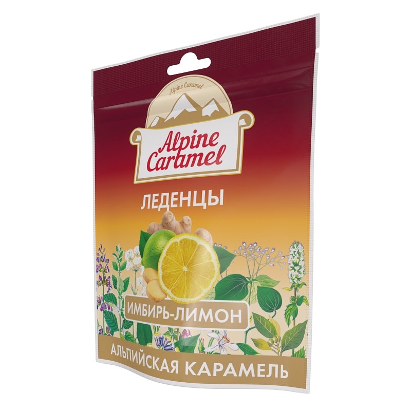 Альпийская карамель леденцы Имбирь-Лимон 75 г