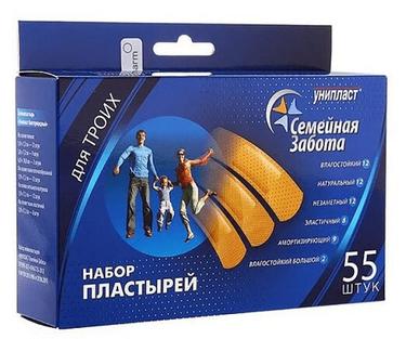 Унипласт Лейкопластырь бактерицидный универсальный Семейная Забота 55 шт