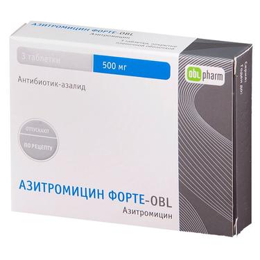 Азитромицин Форте-OBL 500 мг таблетки 3 шт