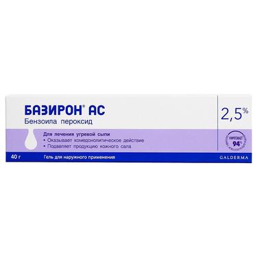Базирон АС 2,5% гель для лечения угревой сыпи 40 г