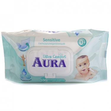 Aura Ultra Comfort Салфетки влажные для детей Алоэ+Вит Е 100 шт