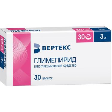 Глимепирид-ВЕРТЕКС 3 мг таблетки 30 шт