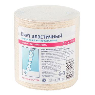 Интекс Бинт эластичный компрессионный средней растяжимости с застежками 5 м х 10 см