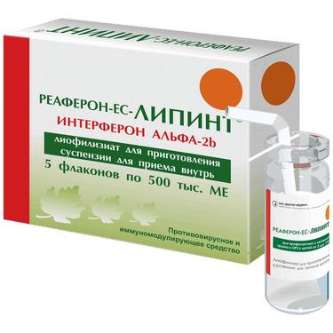 Реаферон-ЕС-ЛИПИНТ 500000 МЕ лиофилизат для приготовления суспензии для приема внутрь 5 шт