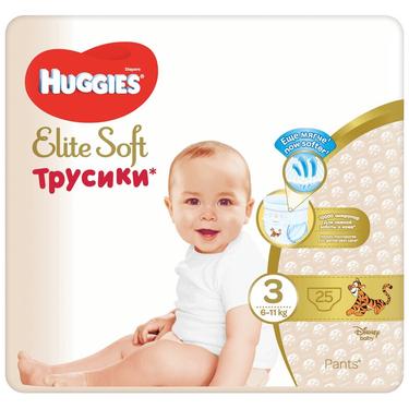 Huggies Elite Soft 3 Подгузники-трусики детские 6-11 кг 25 шт