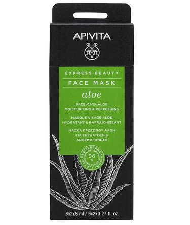 Apivita Express Beauty Маска для лица увлажняющая и освежающая Алое 8 мл 2 шт