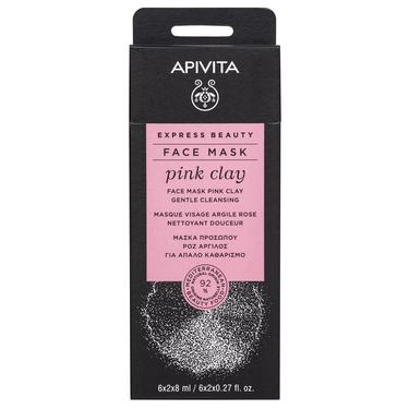 Apivita Express Beauty Маска для лица мягко очищающая Розовая глина 8 мл 2 шт