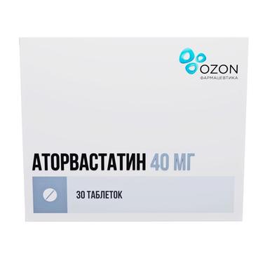 Аторвастатин 40 мг таблетки 30 шт