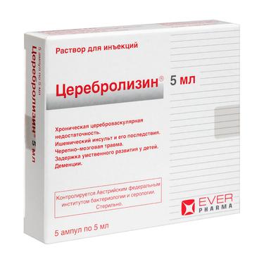 Церебролизин 215,2 мг/мл раствор для инъекций 5 мл 5 шт