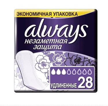 Always Незаметная Защита Прокладки ежедневные ароматизированные Удлиненные 28 шт