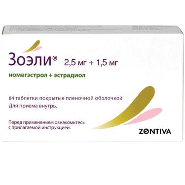 Зоэли 2,5 мг+1,5 мг таблетки 84 шт