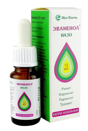 Эваменол Назо 1%+3% капли назальные 12 мл